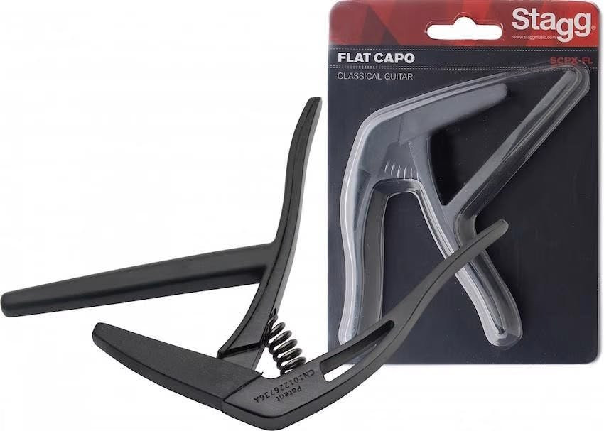 Stagg SCPXFLCR Flat "Trigger" Capo for Classical Guitars in Black Stagg SCPXFLCR Flat "Trigger" Capo for Classical Guitars in Black