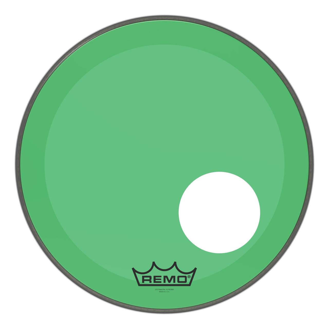 Remo Powerstroke 3 Colortone Bass Drum Head - Green - 18" - with 5" Offset Hole Remo Powerstroke 3 Colortone Bass Drum Head - Green - 18" - with 5" Offset Hole