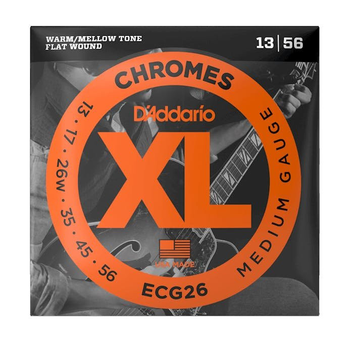 D'Addario ECG26 XL Chromes Flatwound 13-56 Medium Electric Guitar Strings D'Addario ECG26 XL Chromes Flatwound 13-56 Medium Electric Guitar Strings