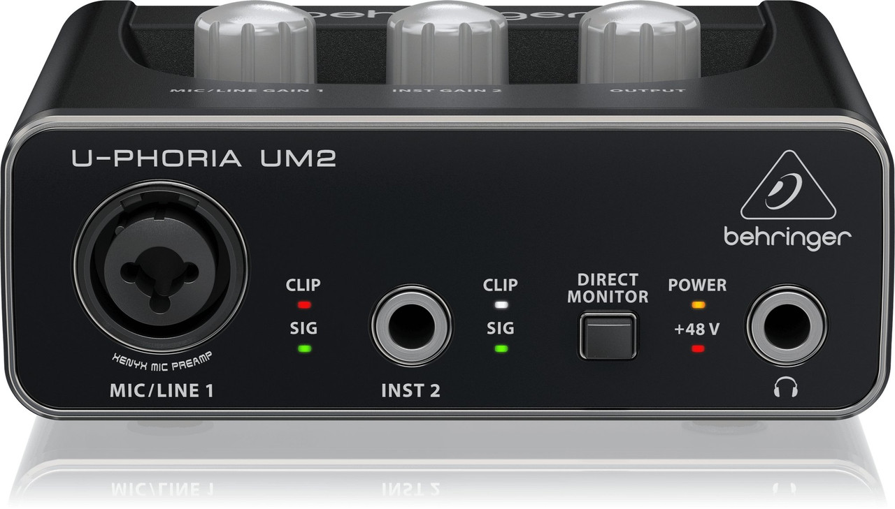 Behringer U-Phoria UM2 Audiophile 2x2 USB Audio Interface with XENYX Mic Preamplifier Behringer U-Phoria UM2 Audiophile 2x2 USB Audio Interface with XENYX Mic Preamplifier