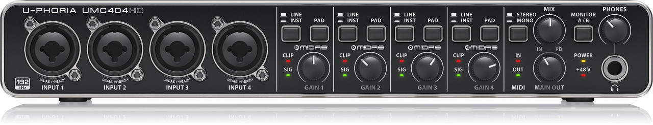 Behringer UMC204HD Audiophile 2x4 USB Audio Interface with MIDAS