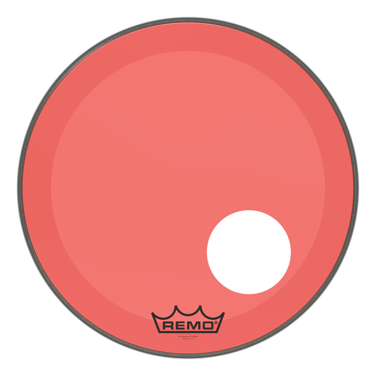 Remo Powerstroke 3 Colortone Bass Drum Head - Red - 20" - with 5" Offset Hole Remo Powerstroke 3 Colortone Bass Drum Head - Red - 20" - with 5" Offset Hole