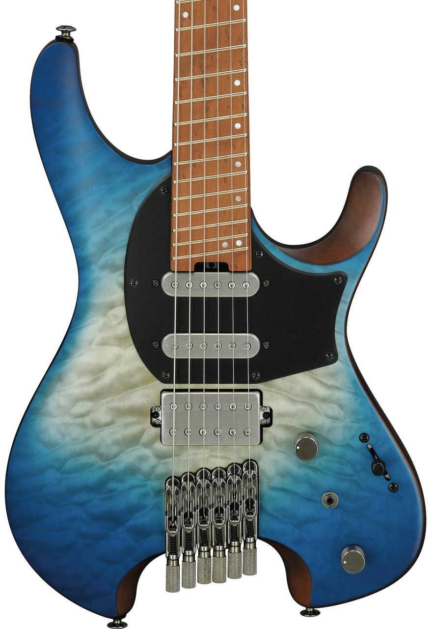 Ibanez QX54QM-BSM Q Series Headless Electric Guitar HSS in Blue Sphere Burst Matte with Slanted Frets Ibanez QX54QM-BSM Q Series Headless Electric Guitar HSS in Blue Sphere Burst Matte with Slanted Frets
