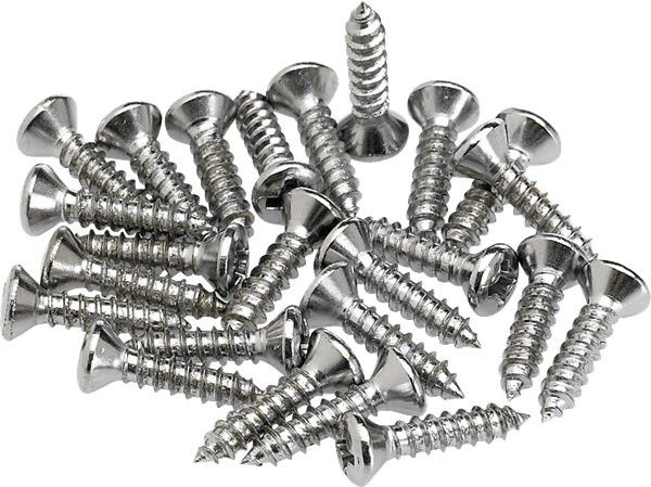 Fender Pickguard/Control Plate Mounting Screws Chrome in Pickguard/Control