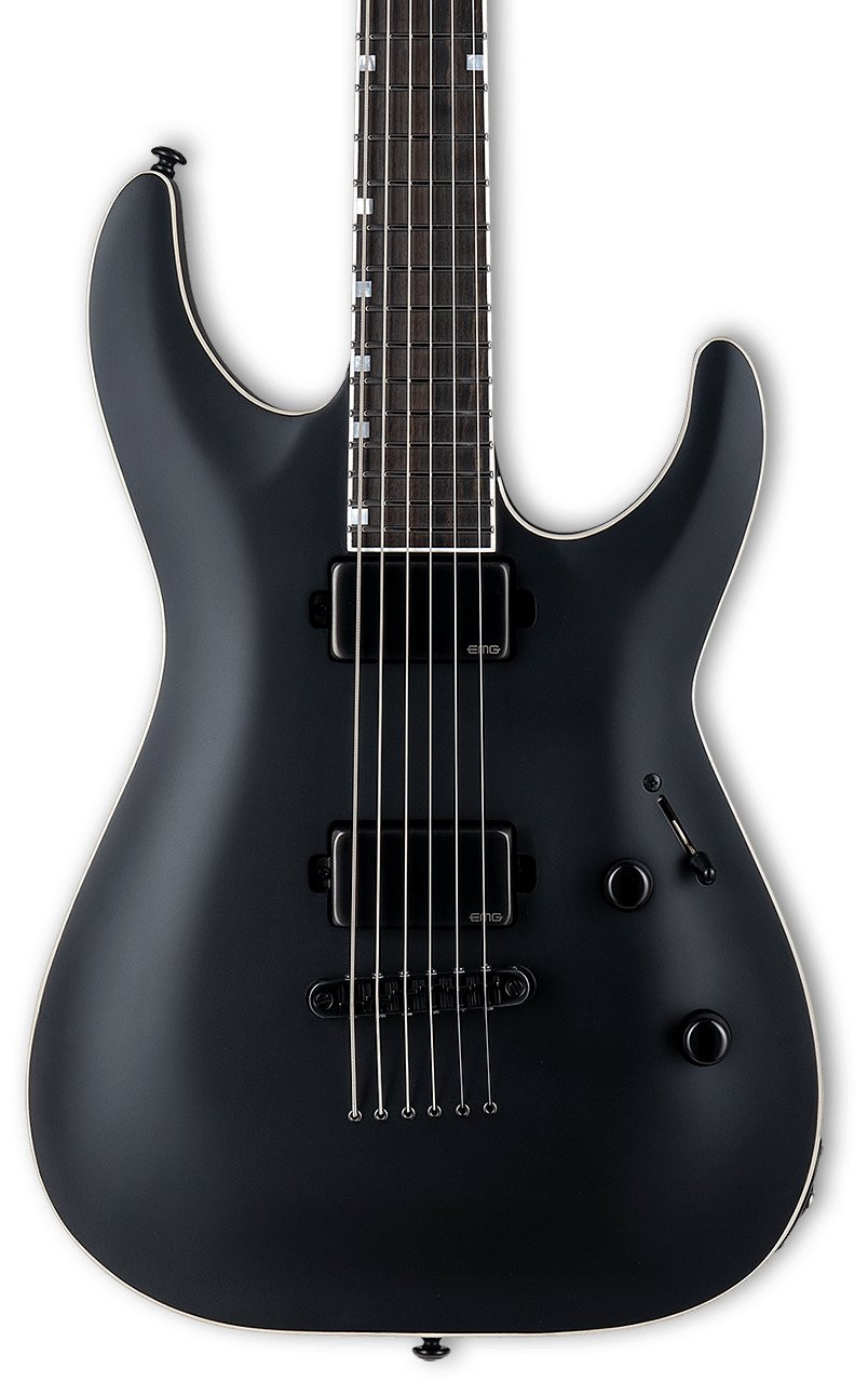 ESP LTD Deluxe MH-1000 Baritone Electric Guitar in Black Satin ESP LTD Deluxe MH-1000 Baritone Electric Guitar in Black Satin