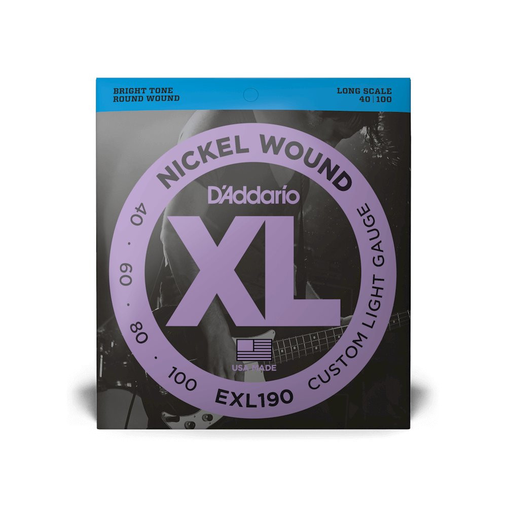 D'Addario EXL190 Nickel Wound Custom Light Bass Strings - 40-100 Long Scale D'Addario EXL190 Nickel Wound Custom Light Bass Strings - 40-100 Long Scale
