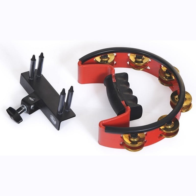 Pearl Ultra Grip Adjustable Volume Tambourine & Mount with Brass Jingles Pearl Ultra Grip Adjustable Volume Tambourine & Mount with Brass Jingles