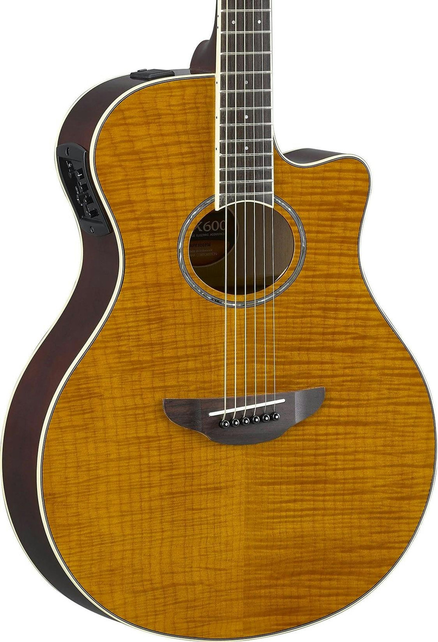 Yamaha APX600 Flame Maple Top Amber Finish