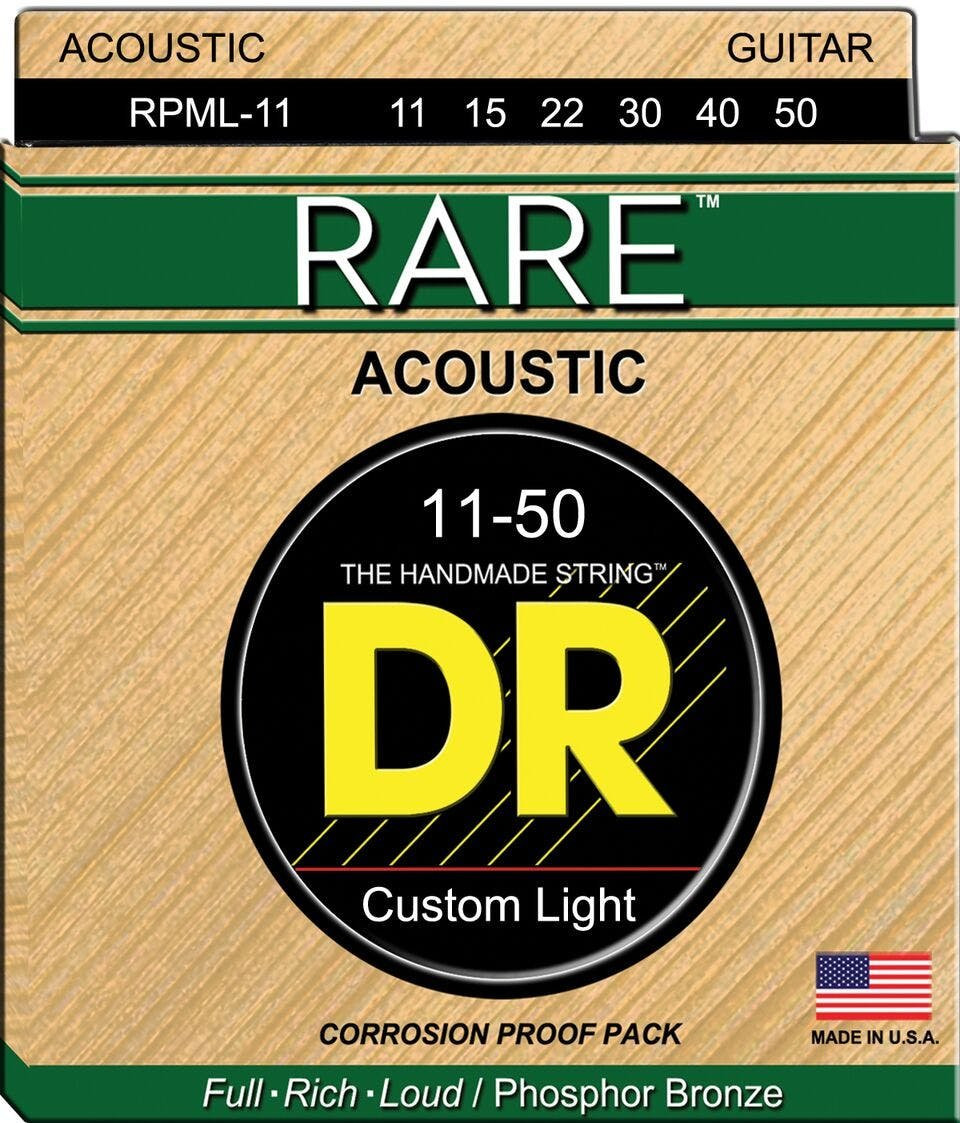 DR Rare Phosphor Bronze Acoustic Guitar Strings Custom Light 11-50 DR Rare Phosphor Bronze Acoustic Guitar Strings Custom Light 11-50