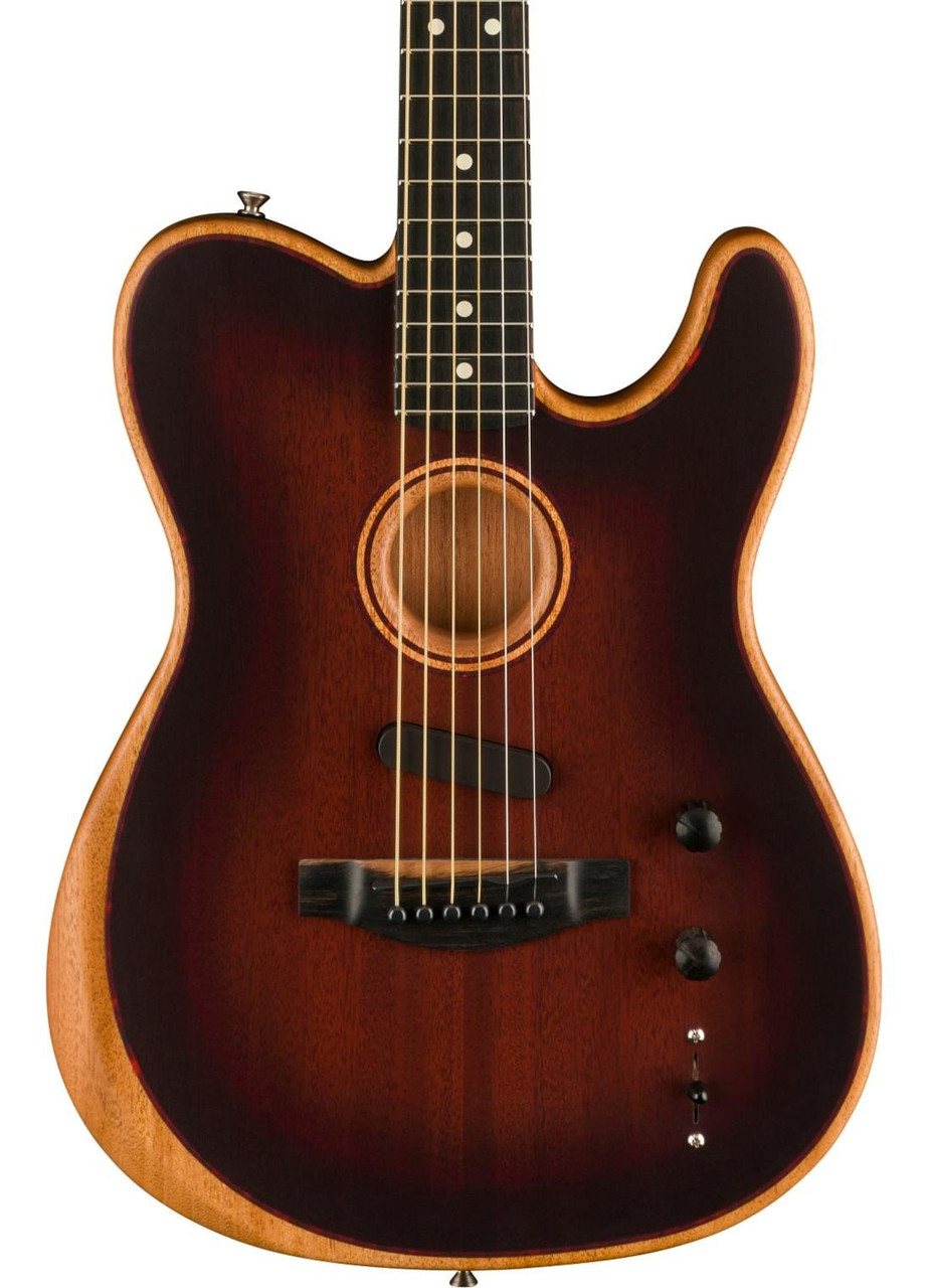 Fender American Acoustasonic Telecaster All-Mahogany Acoustic/Electric Guitar in Bourbon Burst Fender American Acoustasonic Telecaster All-Mahogany Acoustic/Electric Guitar in Bourbon Burst