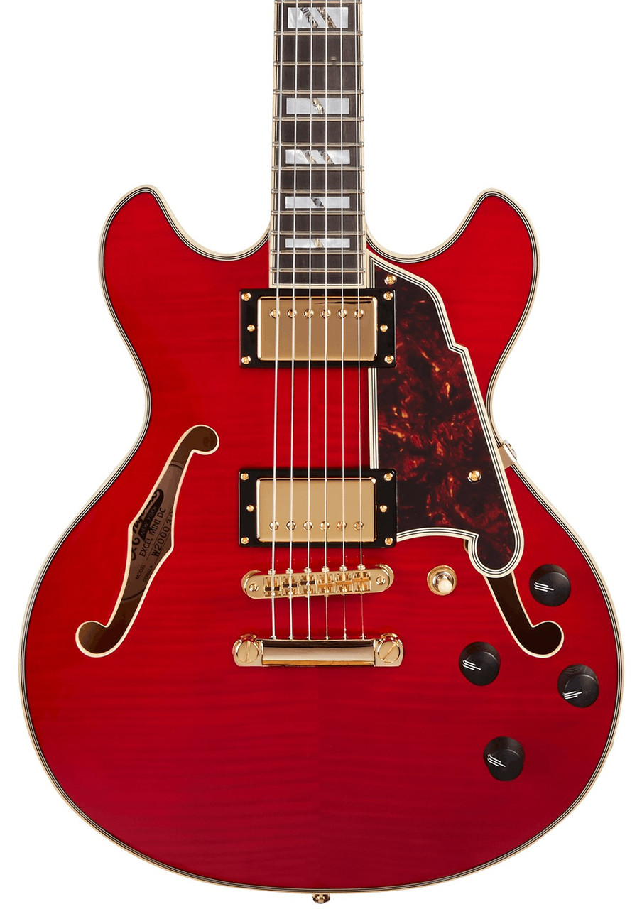 D'Angelico Excel Mini DC with StopBar Tailpiece in Trans Cherry