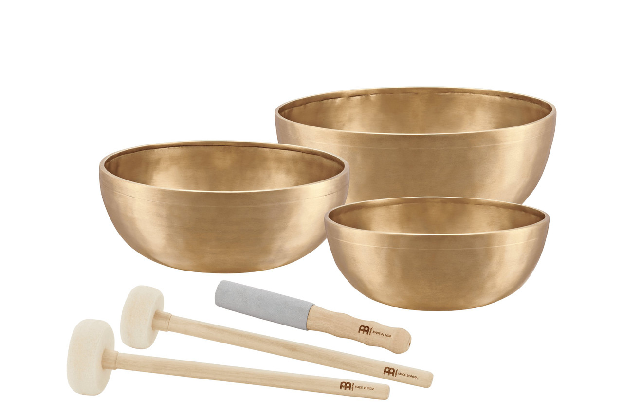 Meinl Energy Therapy Singing Bowl 3 Bowl Set SB-E-1400, SB-E-1800, SB-E-2200, SB-RM-LE, SB-M-LT-L, SB-M-ST-L