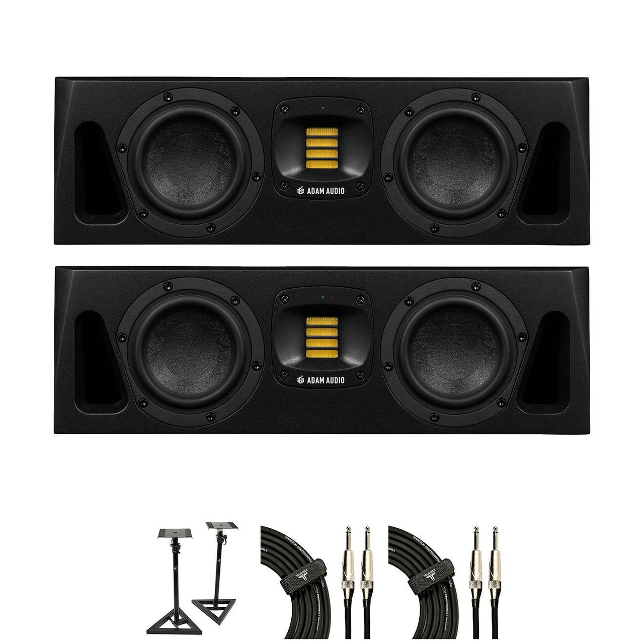 ADAM Audio A44H Studio Monitor Bundle with speaker stands and cables