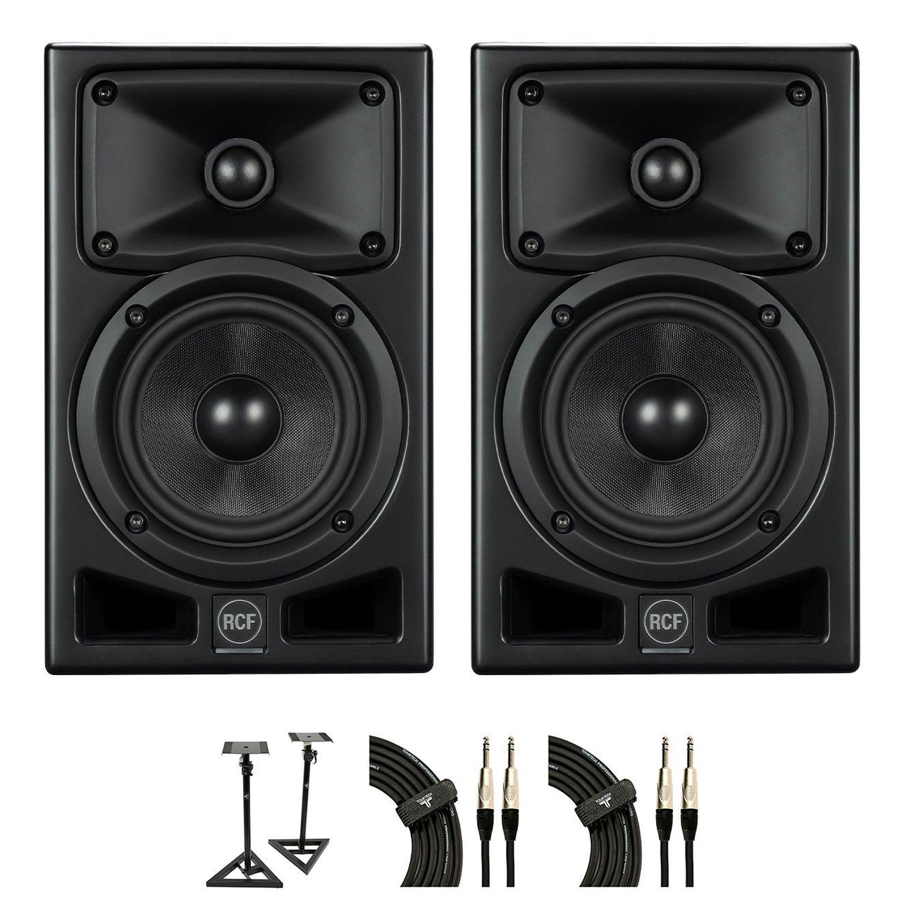 RCF Ayra Pro5 Studio Monitor Bundle with Stands and Cables RCF Ayra Pro5 Studio Monitor Bundle with Stands and Cables