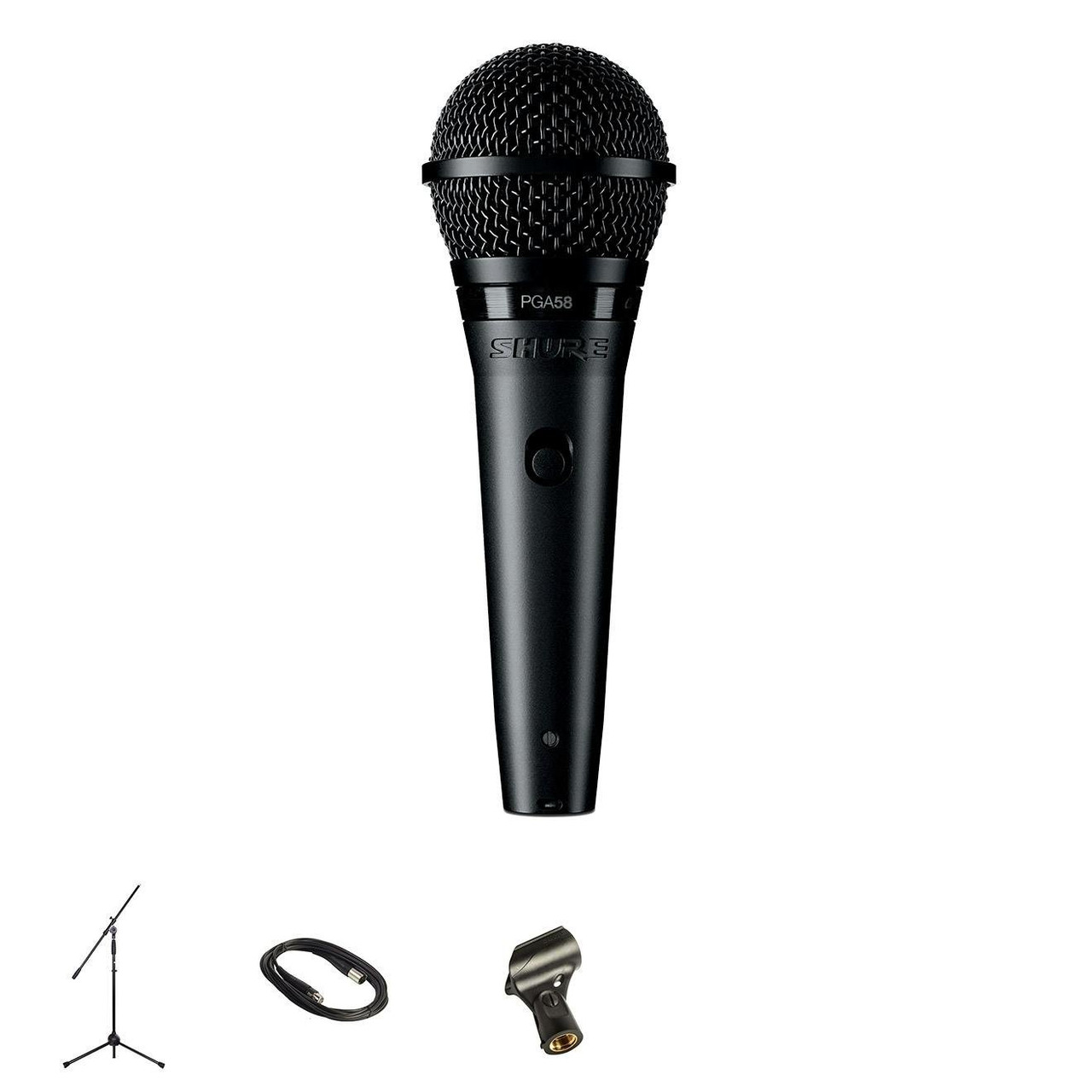 Shure PGA58 Vocal Microphone with Boom Stand and XLR Cable Bundle Shure PGA58 Vocal Microphone with Boom Stand and XLR Cable Bundle