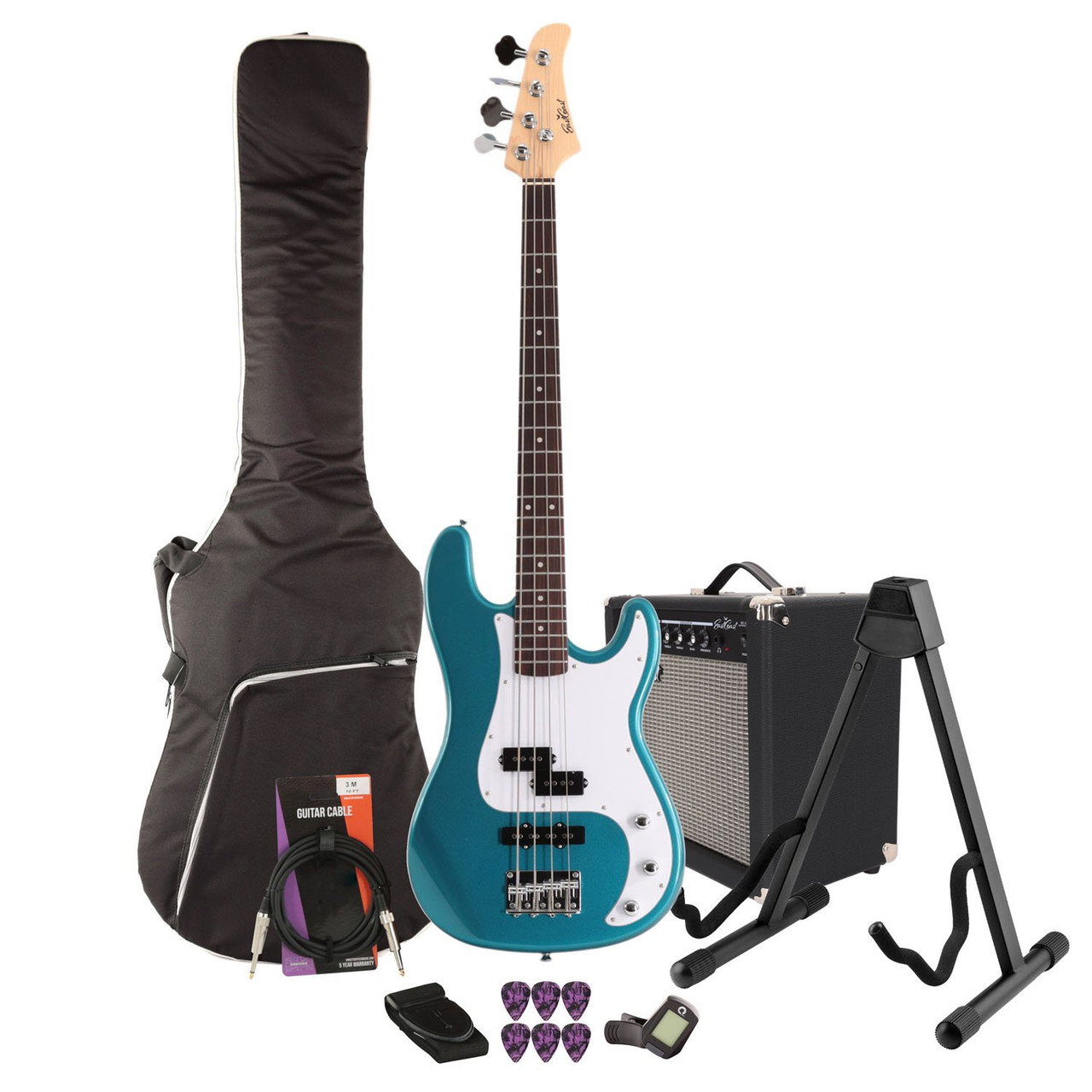 EastCoast PJ4 Bass Guitar Starter Pack in Lake Placid Blue with 25W Amp & Accessories EastCoast PJ4 Bass Guitar Starter Pack in Lake Placid Blue with 25W Amp & Accessories