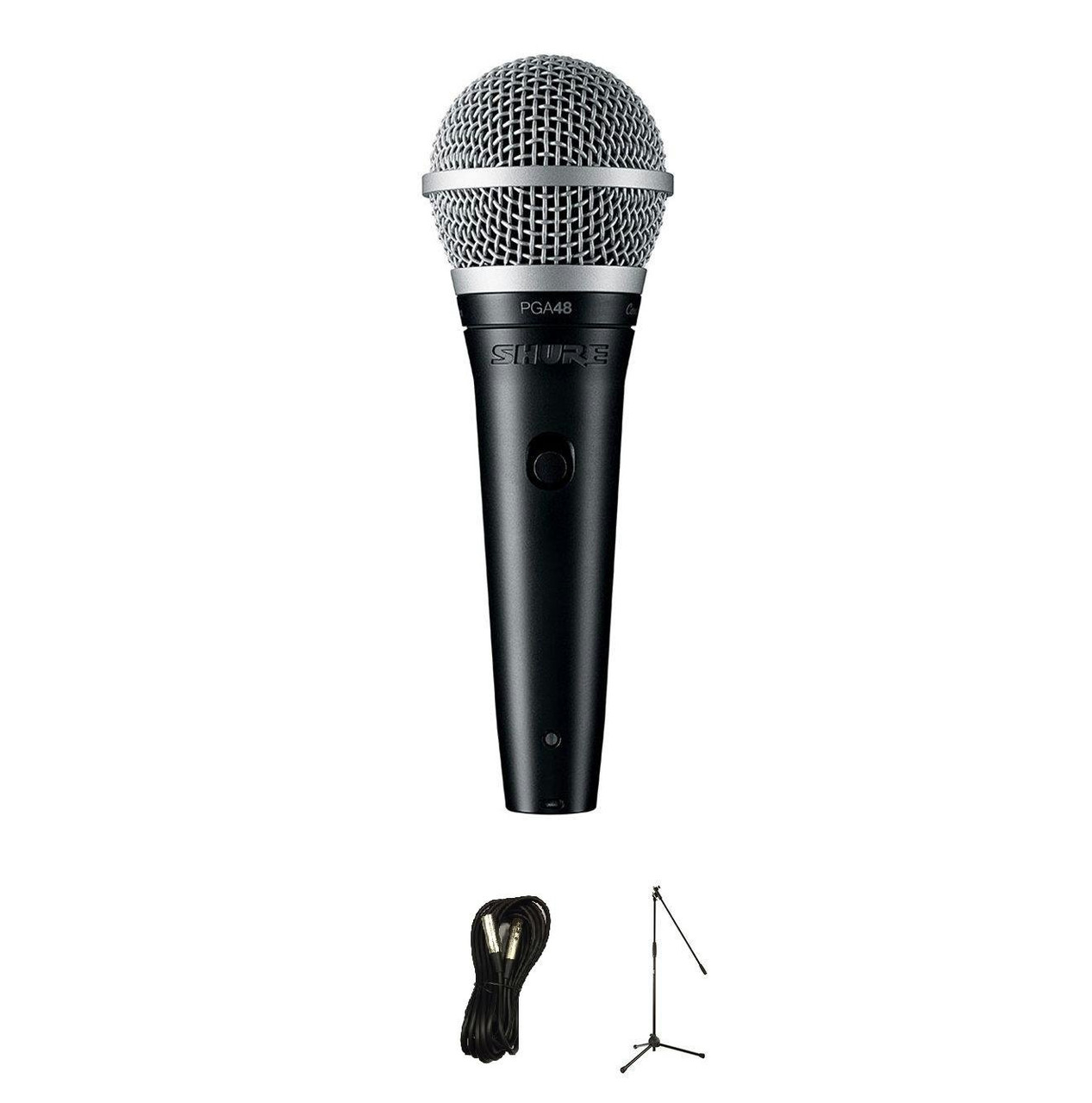 Shure PGA48-XLR-E Cardioid Dynamic Microphone Bundle with Mic Stand and XLR Cable Shure PGA48-XLR-E Cardioid Dynamic Microphone Bundle with Mic Stand and XLR Cable