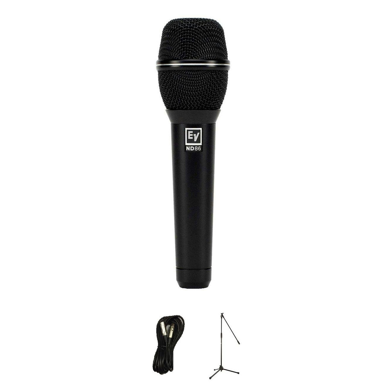 ElectroVoice ND86 Dynamic Vocal Microphone Bundle with Mic Stand and XLR Cable ElectroVoice ND86 Dynamic Vocal Microphone Bundle with Mic Stand and XLR Cable