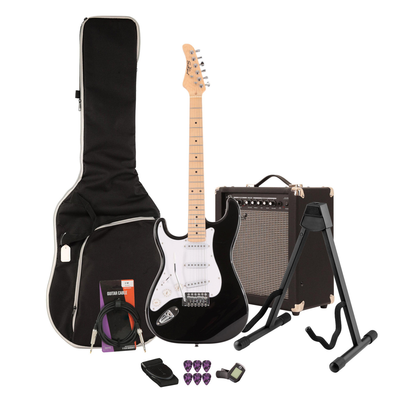 EastCoast ST1 Left Handed Electric Guitar Starter Pack in Black 35W Amp and Accessories EastCoast ST1 Left Handed Electric Guitar Starter Pack in Black 35W Amp and Accessories