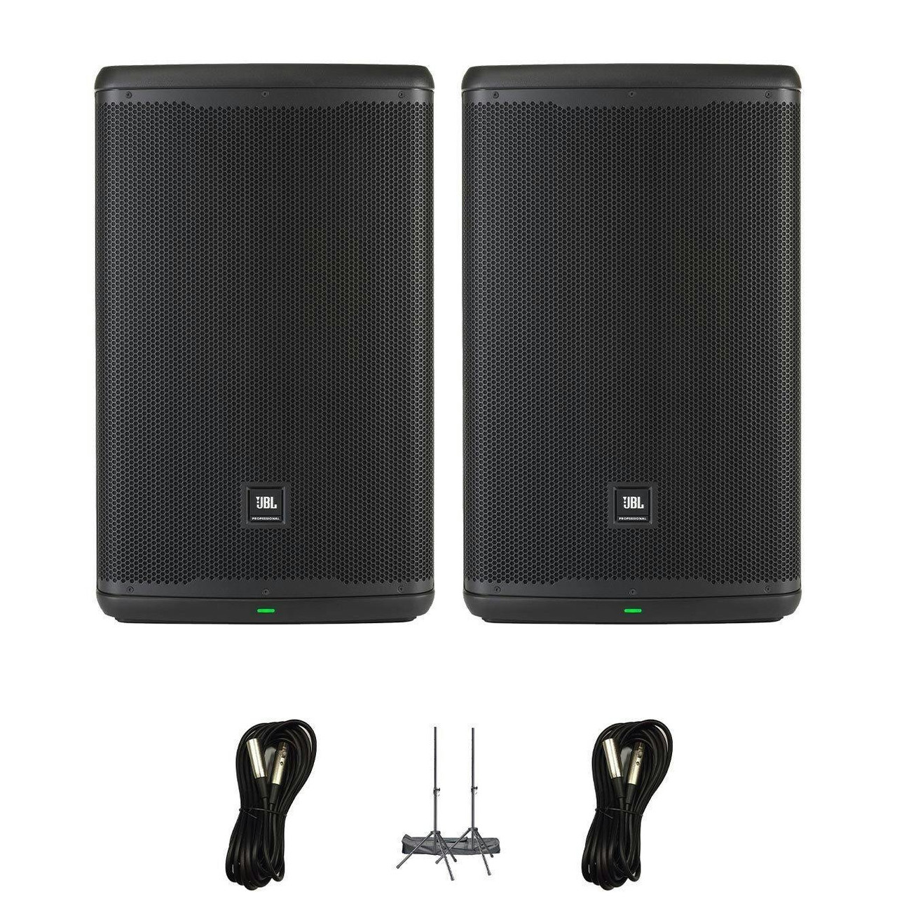 JBL EON 715 15 inch Speaker Bundle including Stands and cables
