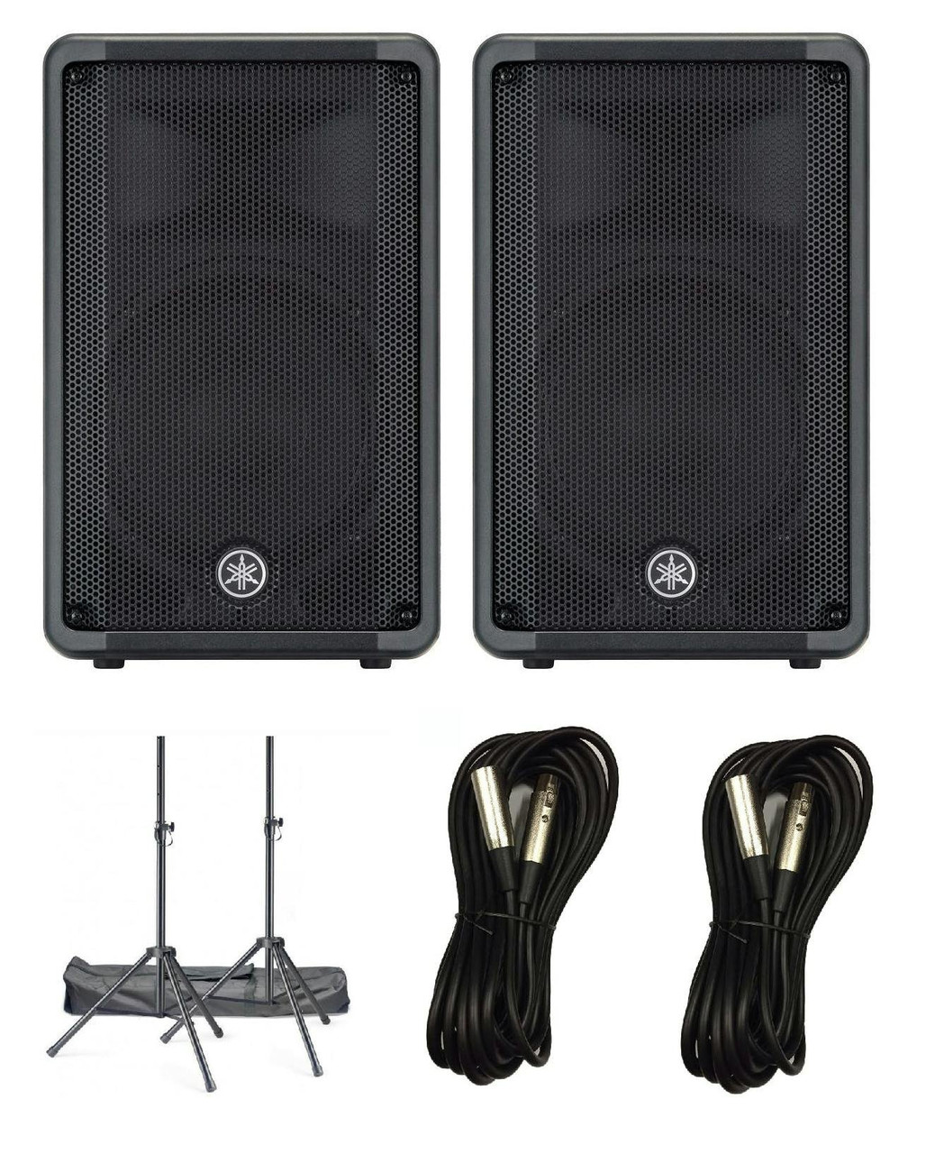Yamaha DBR12 PA Speaker Bundle with Cables and Speaker Stands with Bag Yamaha DBR12 PA Speaker Bundle with Cables and Speaker Stands with Bag