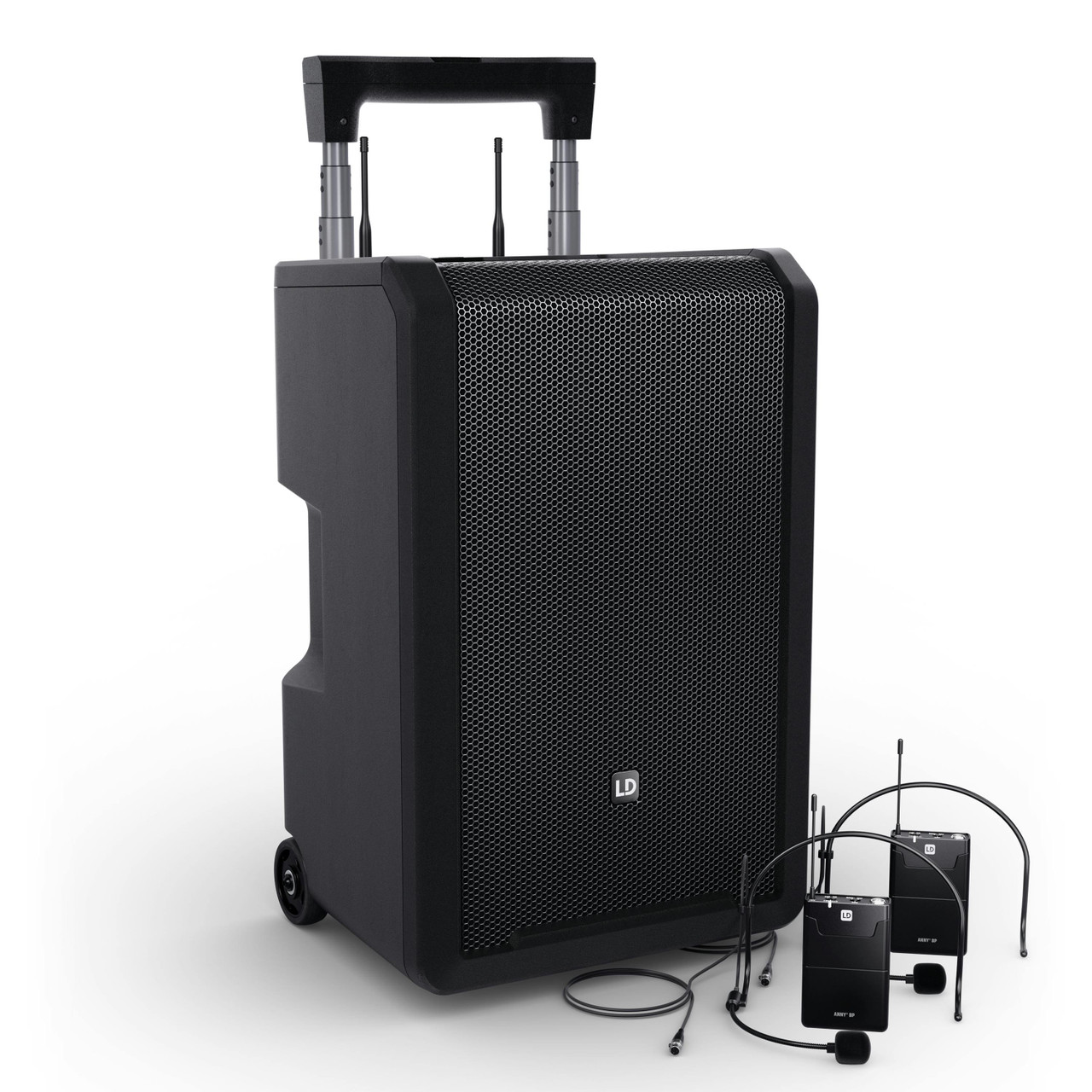 LD Systems ANNY 10 - Portable Battery Powered Bluetooth PA System with Dual Headset Wireless Mics - Ch. 70