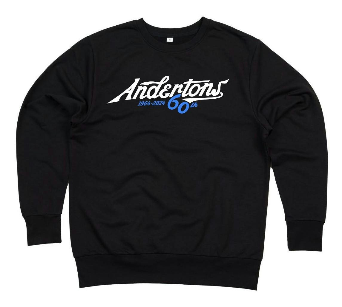 Andertons 60th Anniversary Two Colour Logo Sweatshirt in Black - Small