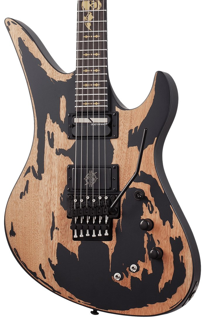 Schecter Synyster Gates Custom S Electric Guitar in Distressed Satin Black
