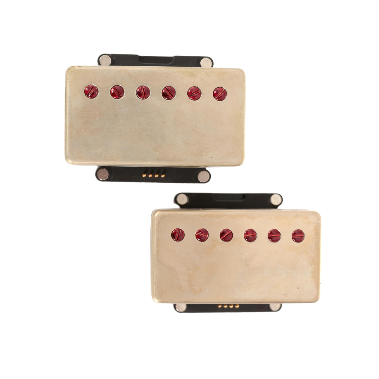 Cream T Billy Gibbons Whiskerbucker Red Pole Pieces Set Aged Nickel Relish Housed - Interchangeable for Cream T Guitars Cream T Billy Gibbons Whiskerbucker Red Pole Pieces Set Aged Nickel Relish Housed - Interchangeable for Cream T Guitars