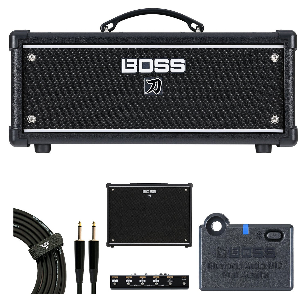 Boss Katana Head and Cab Guitar Amp Bundle with Bluetooth Adapter and Footswitch