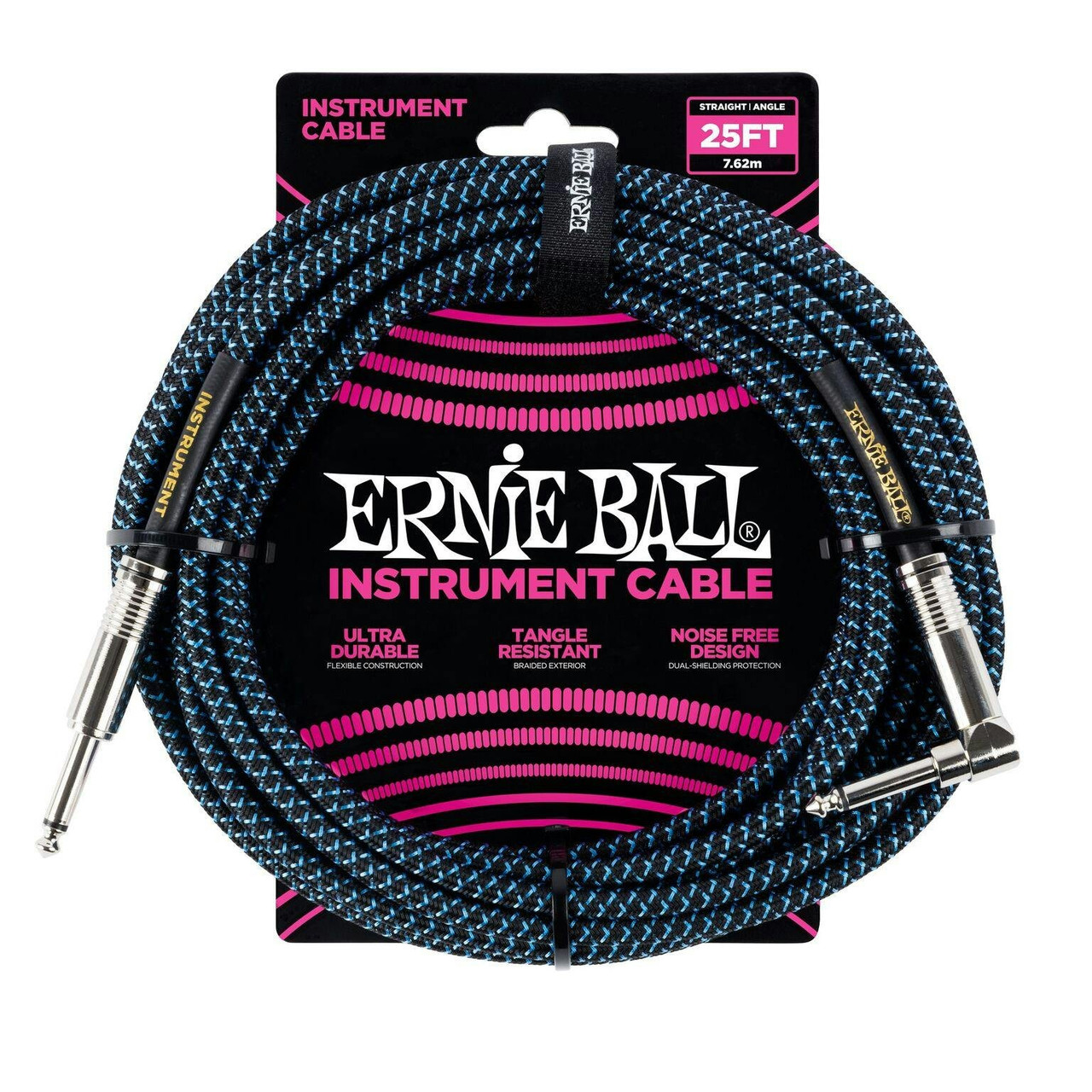 Ernie Ball 25ft Braided Instrument Cable in Blue Ernie Ball 25ft Braided Instrument Cable in Blue