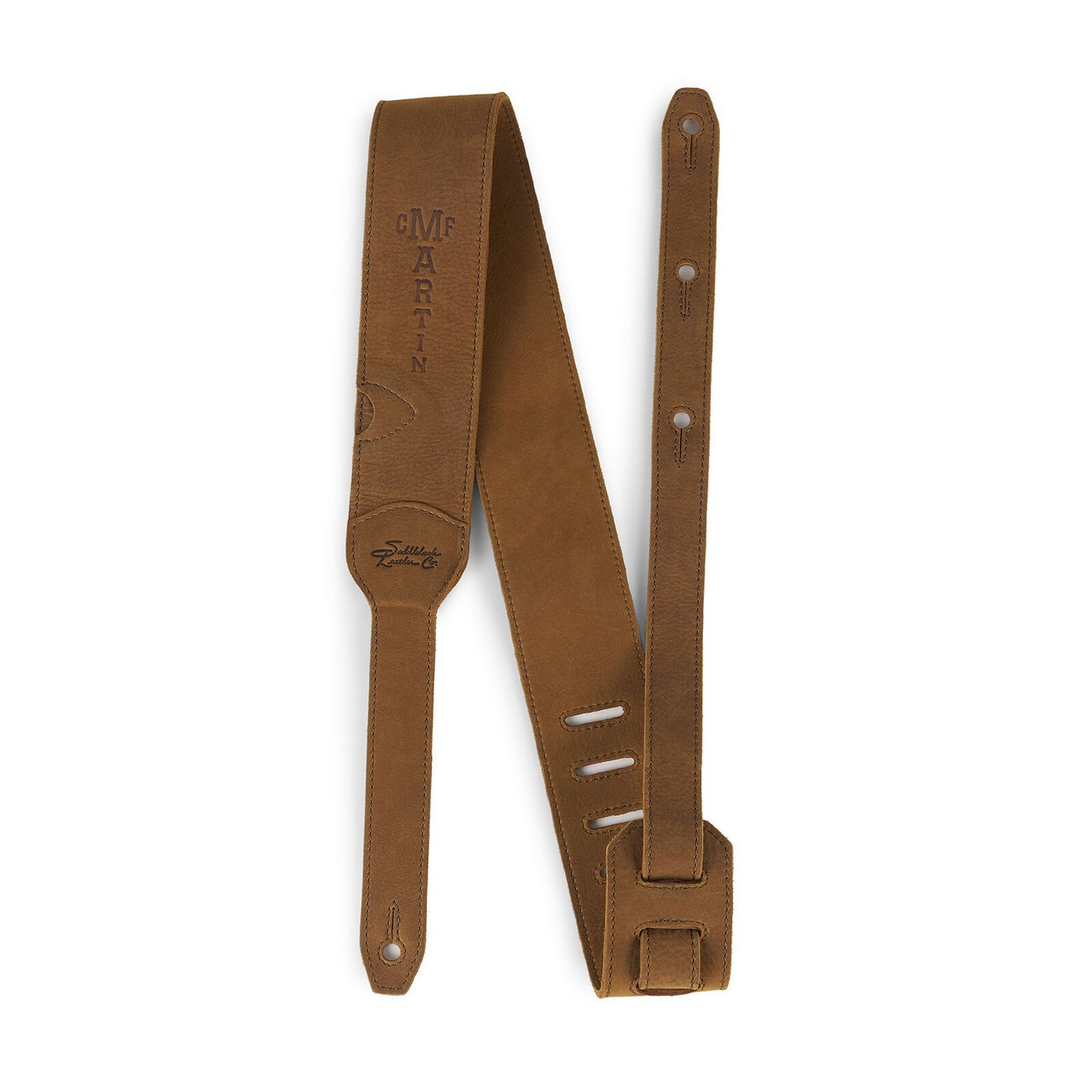 Martin Luxe Saddleback Full Grain Leather Guitar Strap in Tobacco