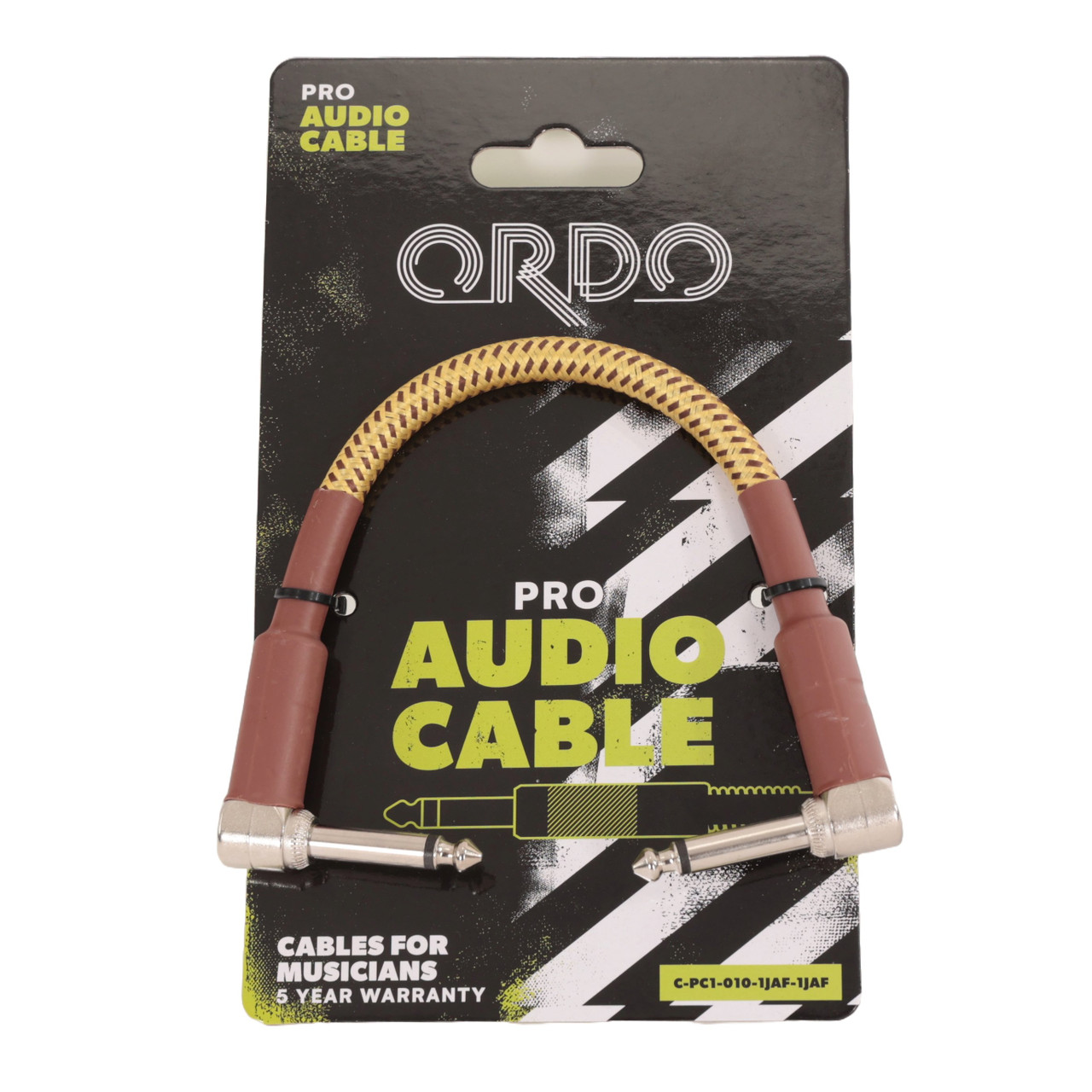Ordo Braided Tweed Patch Cable Right Angle to Right Angle Jack 15cm
