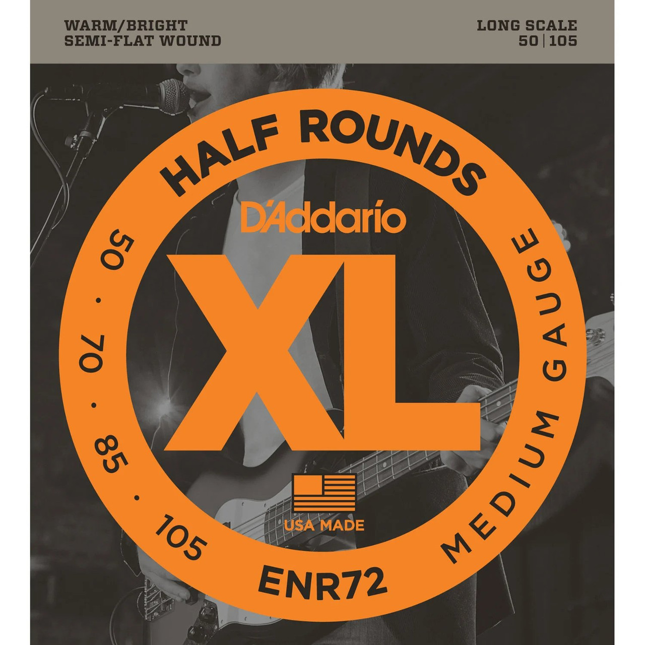 D'Addario ENR72 Nickel Half Round, Medium, 50-105, Long Scale Bass Guitar Strings D'Addario ENR72 Nickel Half Round, Medium, 50-105, Long Scale Bass Guitar Strings