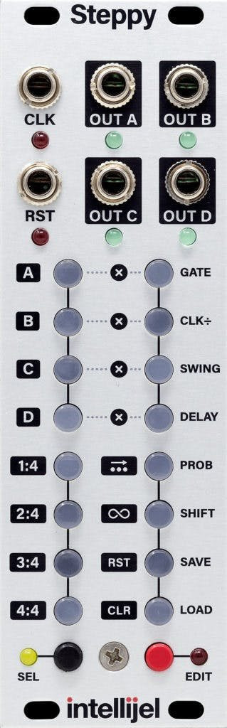 Intellijel Steppy 4x64 Gate/Trigger Sequencer Eurorack Module Intellijel Steppy 4x64 Gate/Trigger Sequencer Eurorack Module