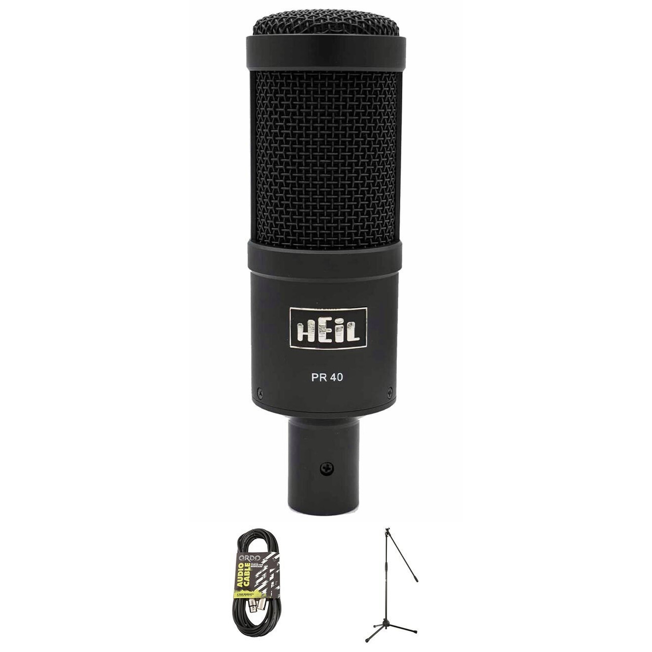 Heil Sound PR40 in Black Mic Bundle with Stand and XLR Cable Heil Sound PR40 in Black Mic Bundle with Stand and XLR Cable