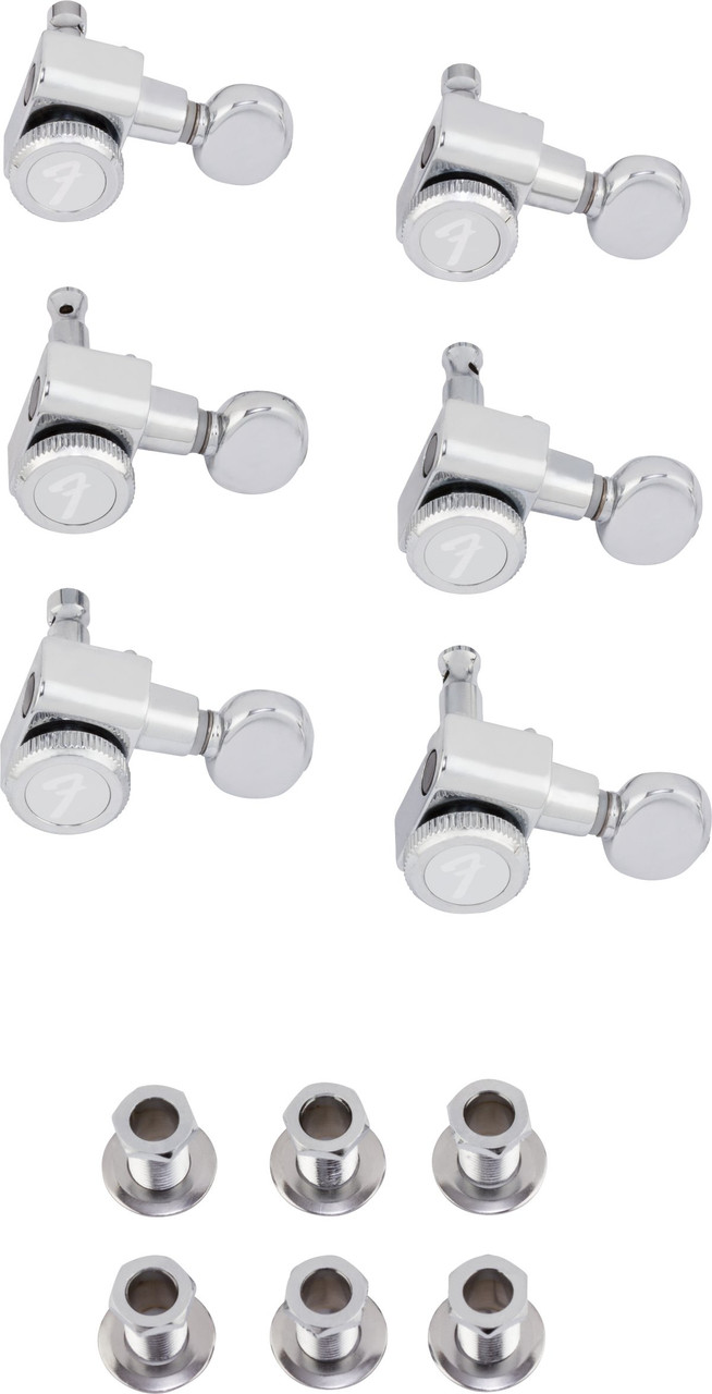 Fender Locking Stratocaster & Telecaster Tuners - Chrome Vintage Button Fender Locking Stratocaster & Telecaster Tuners - Chrome Vintage Button