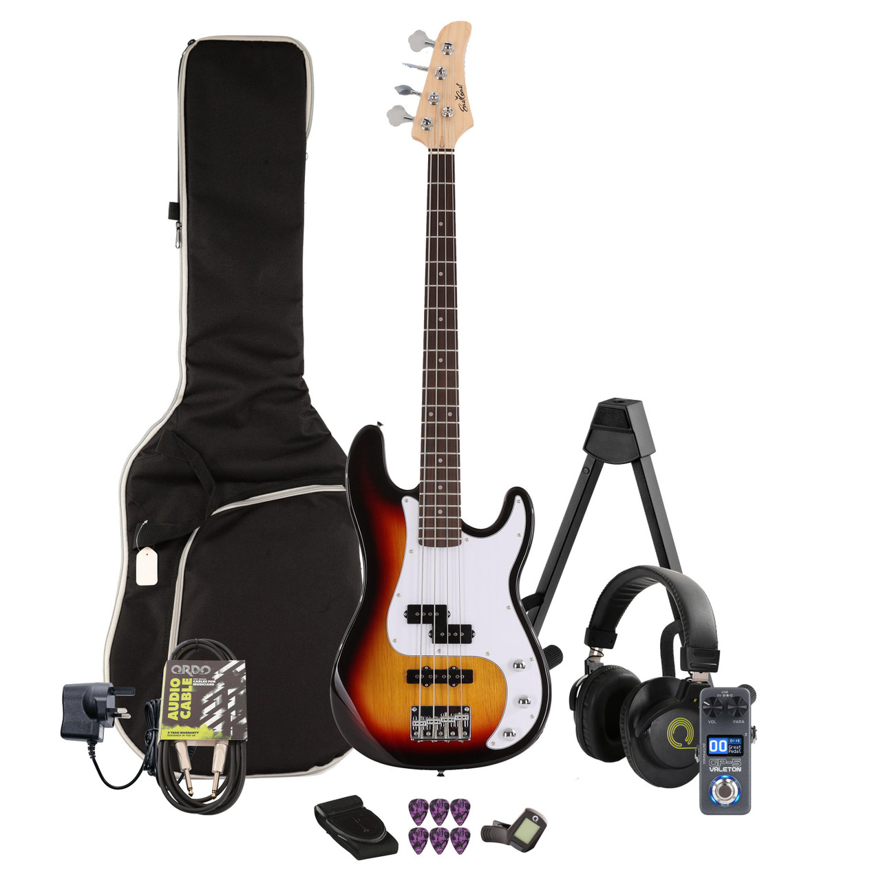 EastCoast PJ4 Bass Guitar in Sunburst Multi-FX & Modelling Bundle with Accessories EastCoast PJ4 Bass Guitar in Sunburst Multi-FX & Modelling Bundle with Accessories