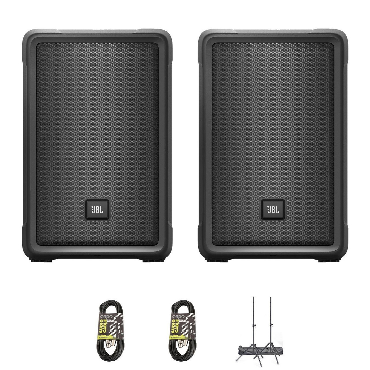 JBL IRX108BT Active 8inch PA Speaker Bundle with Cables and Stands JBL IRX108BT Active 8inch PA Speaker Bundle with Cables and Stands