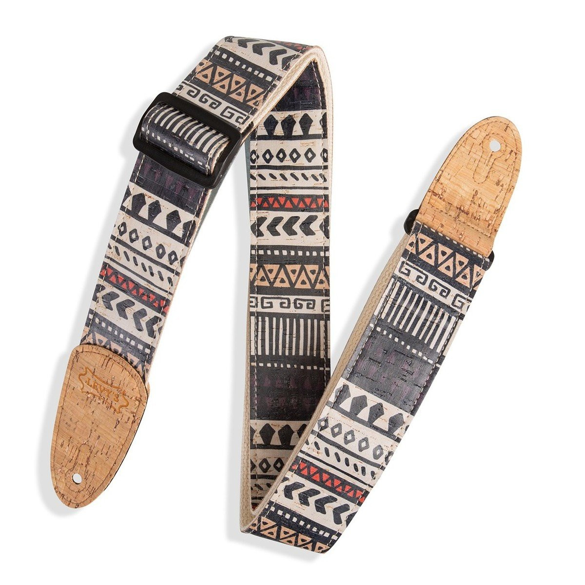 Levy Natural Cork on Natural Cotton Strap with Cork ends Zanzibar Print