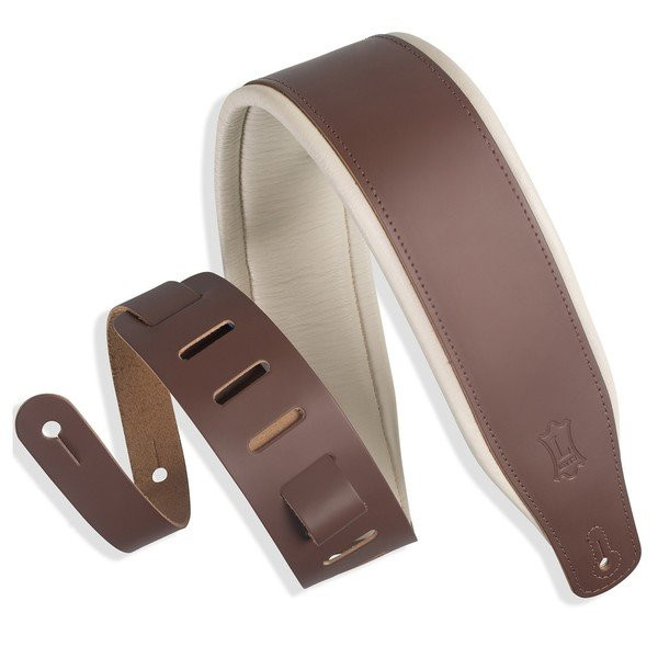 Levys Amped Top Grain Leather Padded 3 inch - Dark Brown on Cream Levys Amped Top Grain Leather Padded 3 inch - Dark Brown on Cream