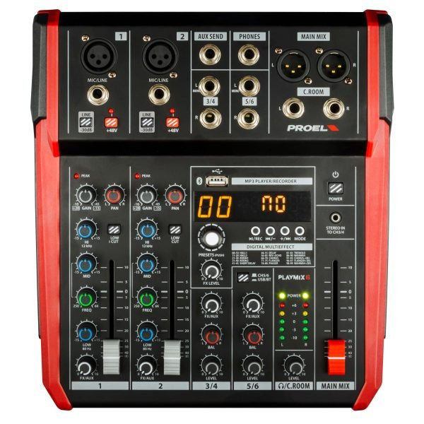 Proel PLAYMIX6 USB Mixing Desk with FX Proel PLAYMIX6 USB Mixing Desk with FX