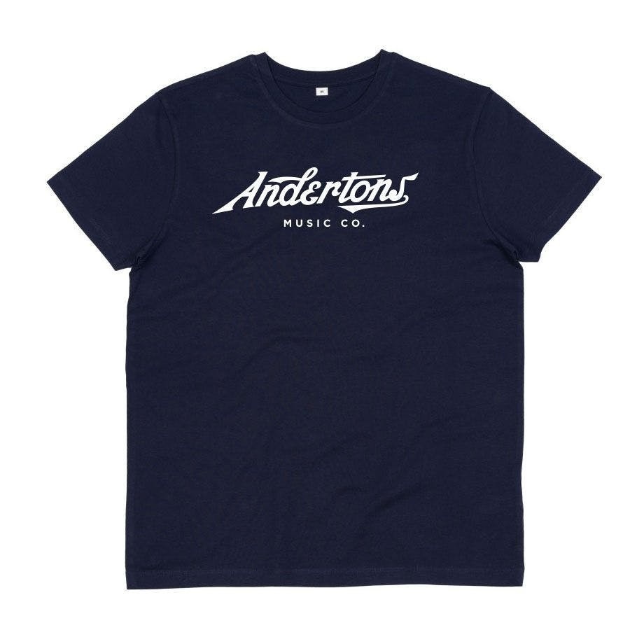 Andertons Classic Script Logo T-Shirt in Navy - Medium