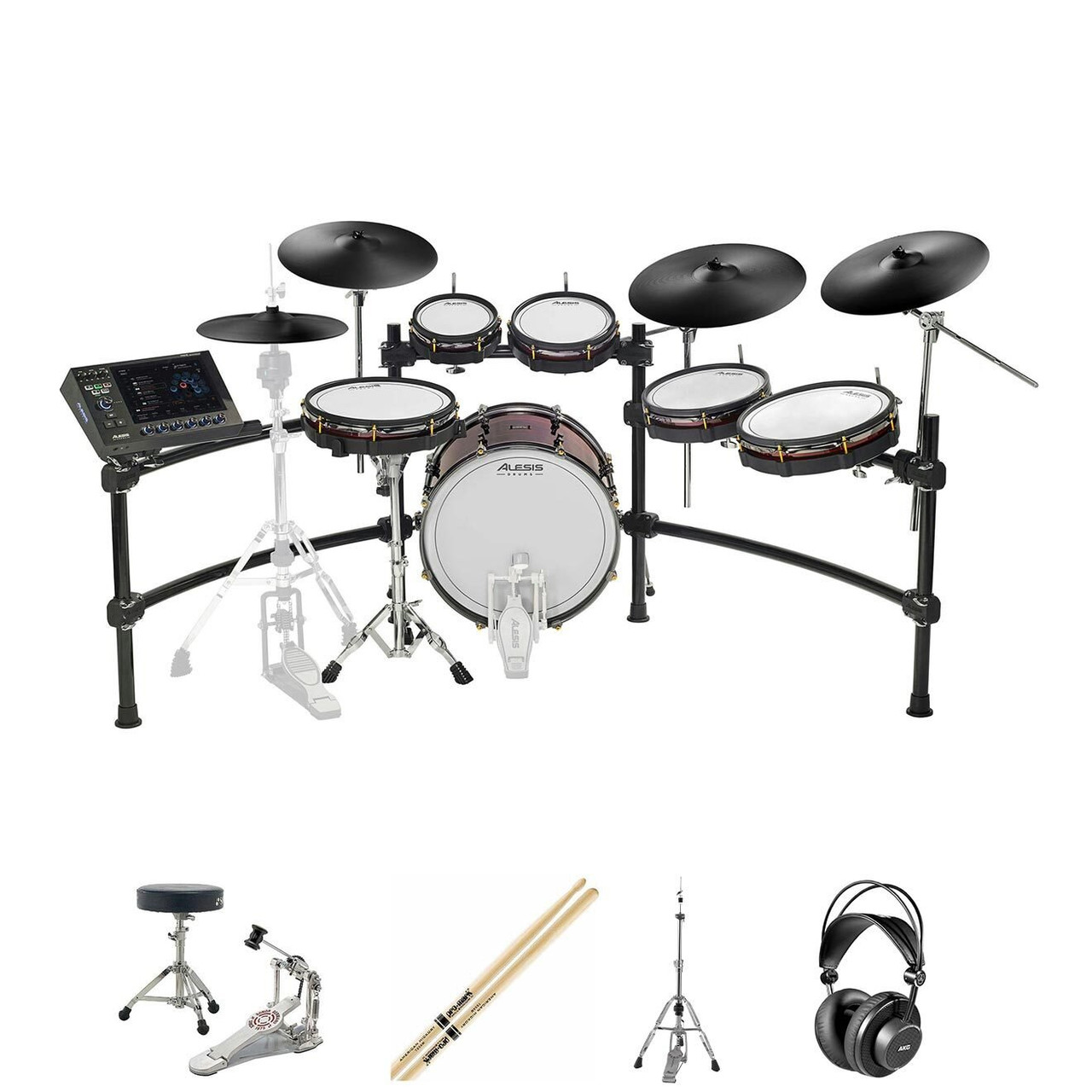 Alesis Strata Prime with Single Pedal, Headphones, Stool, HH Stand & Snare Stand Alesis Strata Prime with Single Pedal, Headphones, Stool, HH Stand & Snare Stand