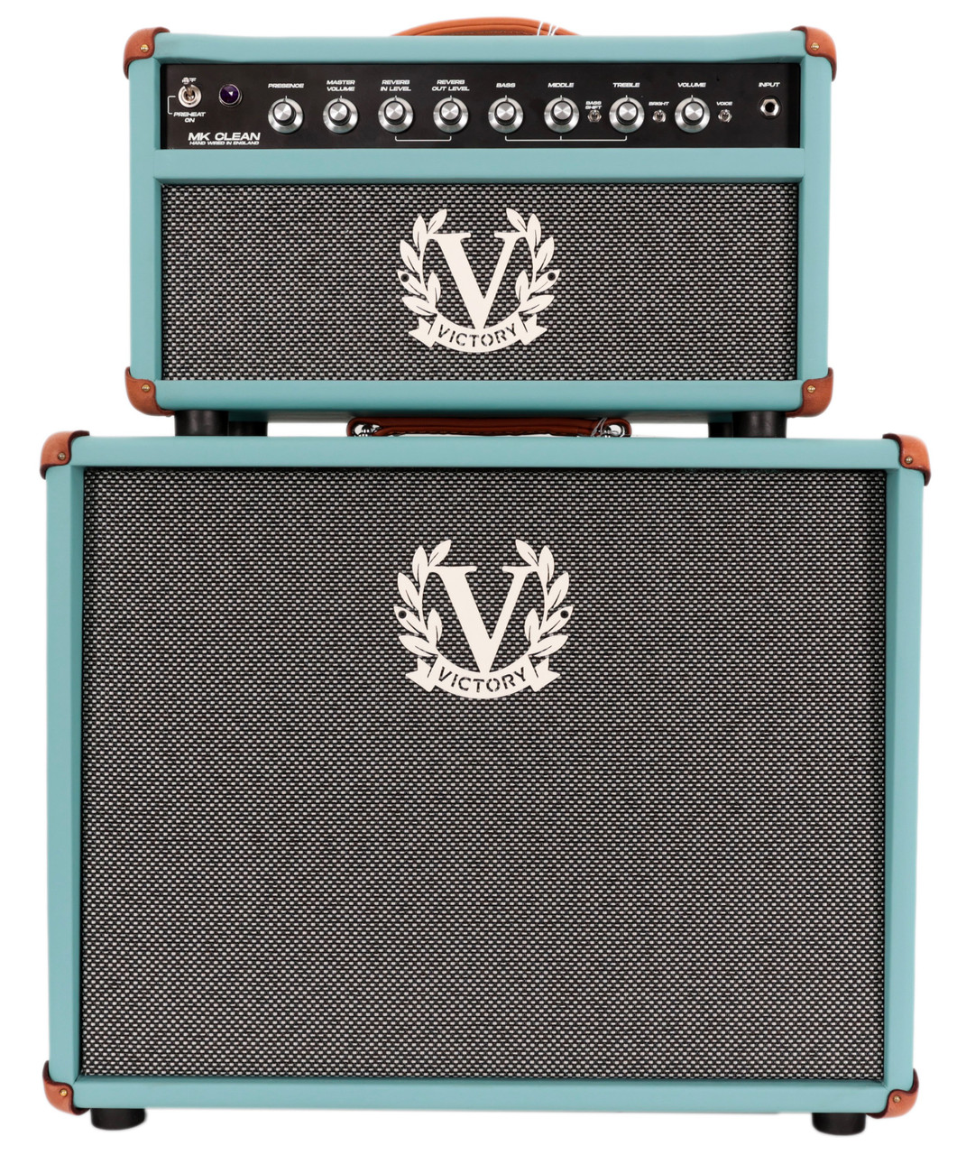 Victory MK Clean 100w Hand-Wired Valve Amp Head & 1x12 Cab in Aqua
