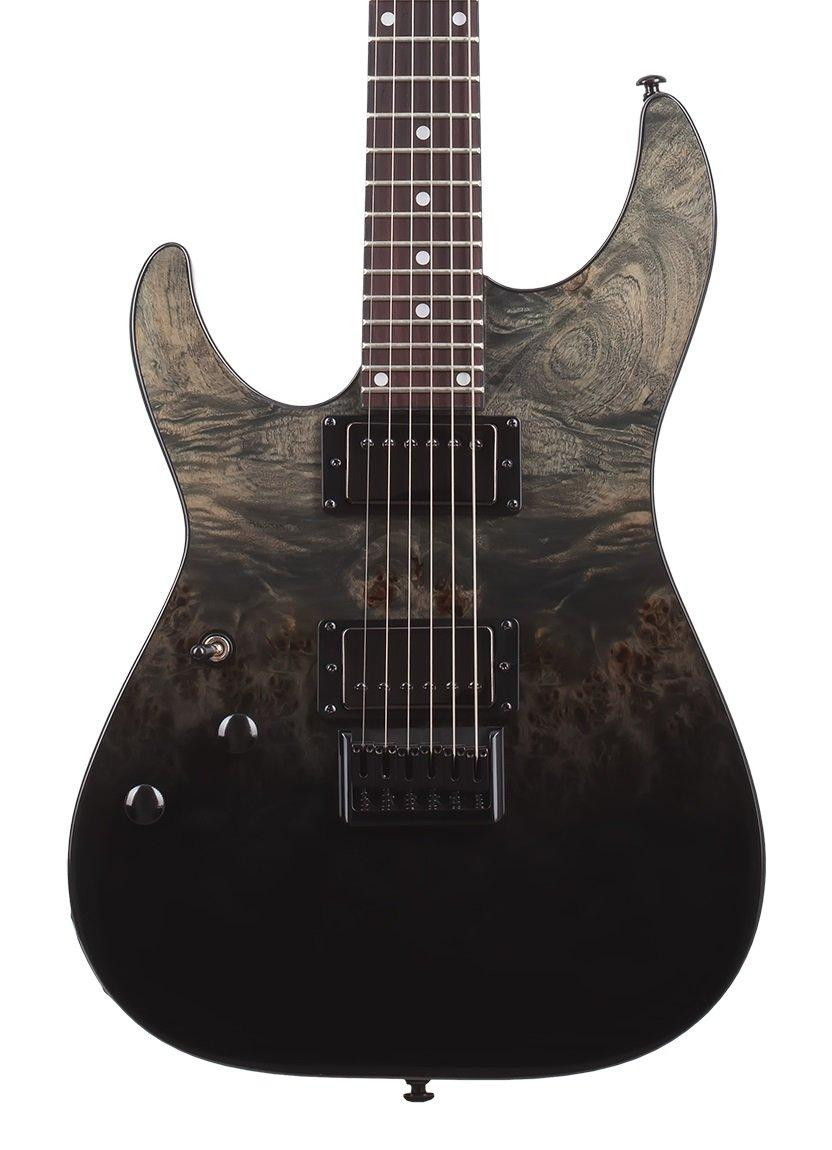 Schecter C-1 Left Handed Standard Electric Guitar in Black Fade Burst Burl Schecter C-1 Left Handed Standard Electric Guitar in Black Fade Burst Burl