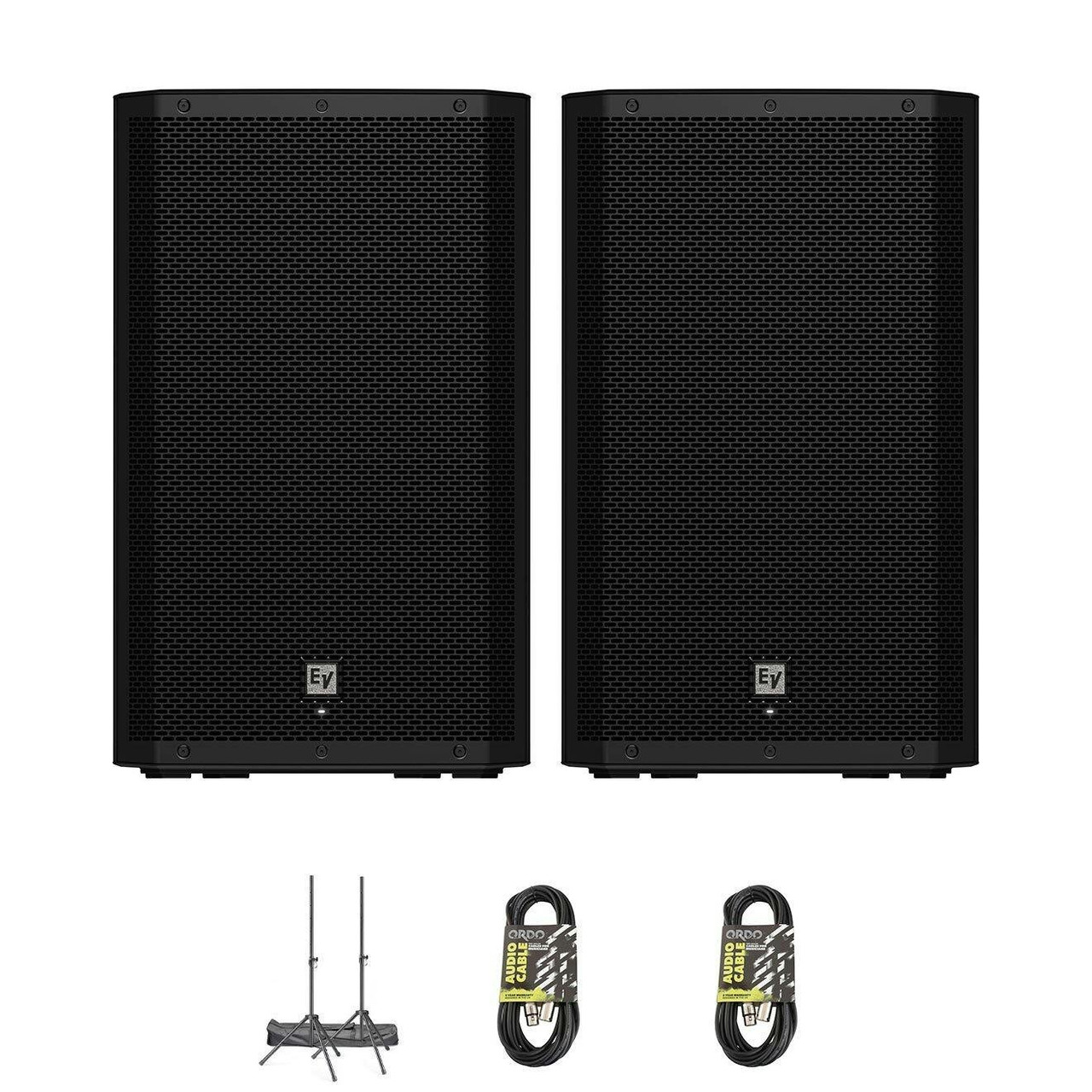 Electro Voice ZLX-15P-G2 Powered (Active) Loudspeaker Bundle with Stands & Cable