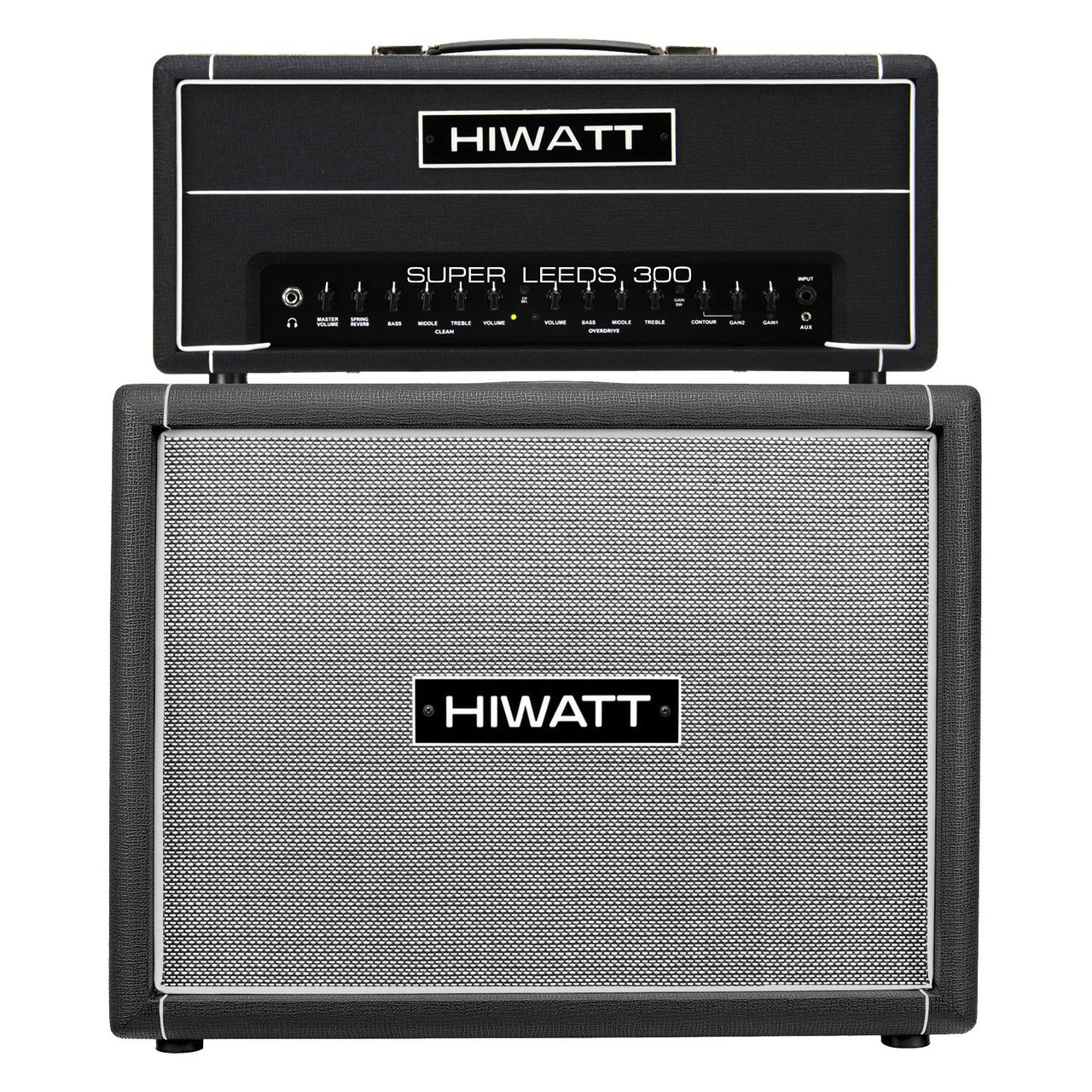 HIWATT LEEDS 300 Spring Reverb Head with 2x12 Cab and Speaker Cable HIWATT LEEDS 300 Spring Reverb Head with 2x12 Cab and Speaker Cable