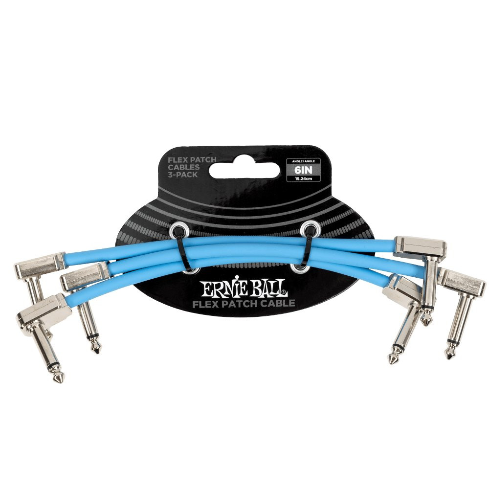Ernie Ball 6IN Flex Patch Cable - Blue - 3-PACK Ernie Ball 6IN Flex Patch Cable - Blue - 3-PACK