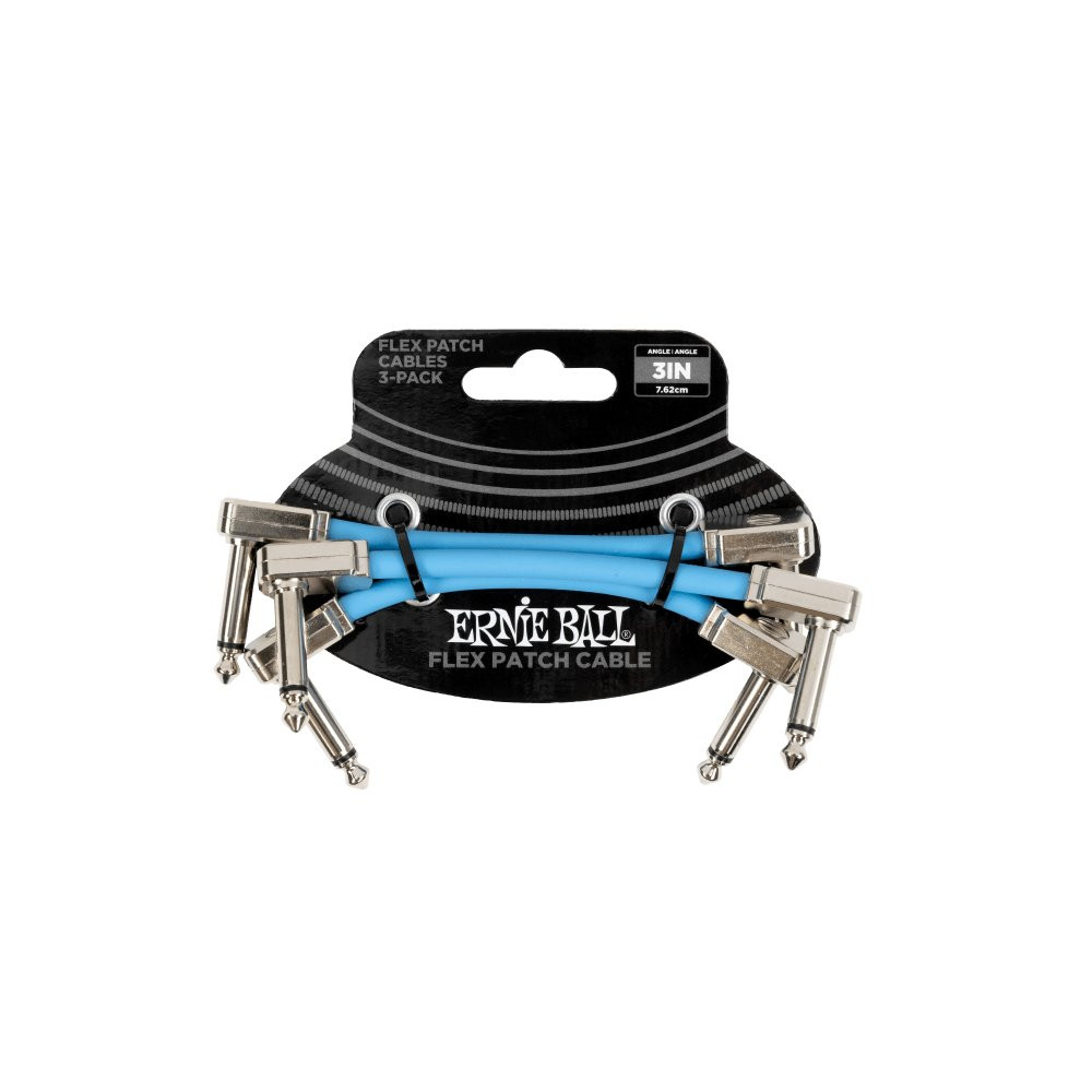 Ernie Ball 3IN Flex Patch Cable - Blue - 3-Pack